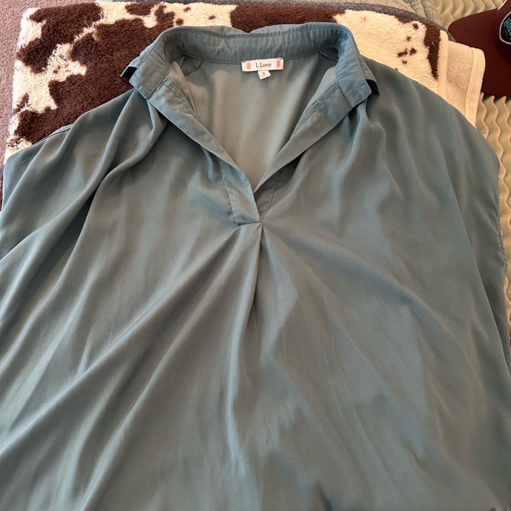 Blue V-Neck Blouse